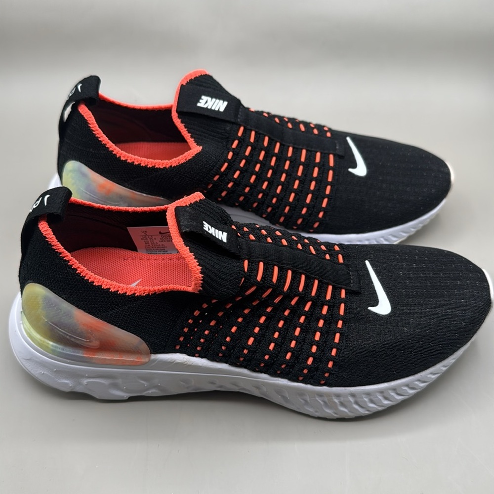 NWT! Nike React Phantom Run Flyknit 2 Sneakers Women’s 5 Neon Orange, Black - Picture 4 of 12